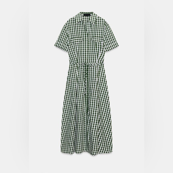 Zara GINGHAM CHECK SHIRT DRESS ZW COLLECTION - Picture 4 of 8